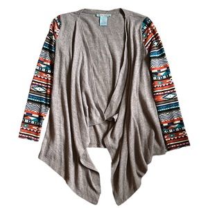 Anthropologie Flying Tomato Southwestern Print Open Front Cardigan Size M Boho